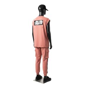 Ensemble 2 pièces sans manches pour femme en coton et polyester épais, tissu durable, pantalon utilitaire rose, logo personnalisé, ensembles pour femmes - Product Image 4