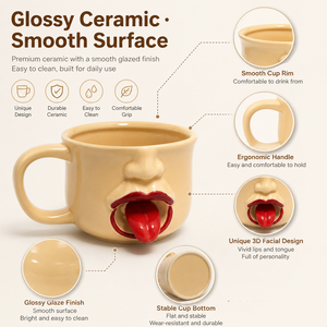 Mug en céramique amusant avec langue qui sort, design 3D créatif, tasse à eau pour le bureau, cadeau rigolo - Product Image 6