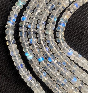 Perles rondes lisses arc-en-ciel blanc naturel Perles arc-en-ciel blanc Rondelle à facettes Perles de pierres précieuses arc-en-ciel blanc - Product Image 1