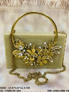 Bolso de noche de resina de lujo de diseñador hecho a mano, bolso de mano nupcial, acentos de diamantes de imitación, estilo de moda, bolso de boda, caja, monedero Acrílico - Product Image 5