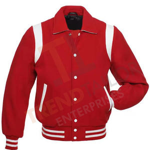 Veste de baseball sur mesure en gros pour hommes, veste de baseball avec corps en laine de bonne qualité et manches en cuir - Product Image 2