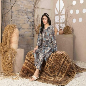 Costume 2 pièces en lin Original de marque malaisienne avec impression numérique de la marque Tawakkal, vêtements décontractés de volume, inde et Pakistan - Product Image 2