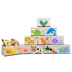 Caixa de brinquedos com tampa Caixa De Armazenamento Cubo Organizador do armário Cesta do berçário para o bebê Toy Box Peito e armazenamento com alças