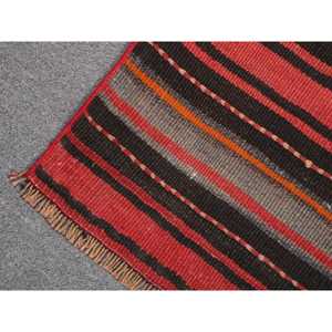 Turkish Kilim Rug 2.1x3.5 ft, <b>Red</b> Black Patchwork <b>Wool</b> Vintage Rug - Product Image 5