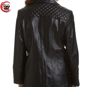 Best Stuff Women's Luxury <b>Leather</b> <b>Blazer</b> Custom Made Hot Selling New Design Wholesale Rate with Knitted Weave Button Decoration - Product Image 2