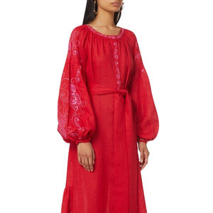 Latest Stylish Loose Fit Boho Style <b>Dress</b> Hand Embroidery <b>Long</b> <b>Sleeves</b> Women Ukraine <b>Dresses</b> - Product Image 1