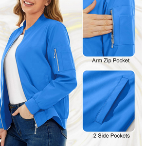 Chaqueta Bomber Personalizada para Mujer 2025, Impermeable, Transpirable, Cortavientos, Ecológica, Teñida Lisa, Tejida, Invierno, 100% Alta Calidad - Product Image 4