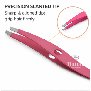 Pinzas Profesionales para Cejas de Acero Inoxidable Rosa, Punta Inclinada, Precisión para Dar Forma a las Cejas, Herramienta de Belleza de Calidad Premium - Product Image 2
