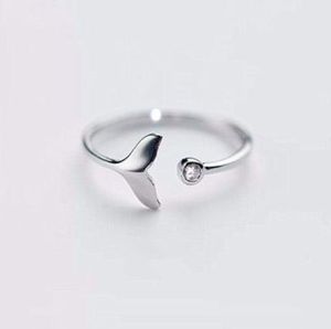 แหวนเงินสเตอร์ลิงปรับได้925แหวนเปิดได้หางวาฬหางปลาโลมาหางปลาโลมาเครื่องประดับสัตว์ทะเลสำหรับงานแต่งงานงานครบรอบ - Product Image 1