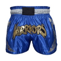 Özel Muay Thai boks profesyonel şort eğitim ve rekabet için işlemeli Logo ile saten mücadele şort