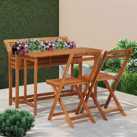 Ensemble de mobilier d'extérieur moderne en bambou massif, table de jardin avec 2 chaises bistrot pour repas et parcs