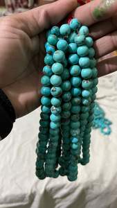 Perles rondes/rondelles en turquoise, matériau en pierre pour la fabrication de bijoux, couleur bleue, perles en vrac du Rajasthan - Product Image 2