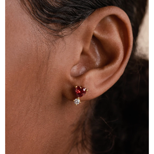 Clous de grenat coeur lapidé avec accent - Product Image 5