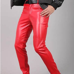 กางเกงหนังแท้ทรงสกินนี่เอวกลาง รุ่นใหม่ล่าสุด สำหรับผู้ชาย สวมใส่สบาย น้ำหนักเบา รับสกรีนโลโก้ - Product Image 2