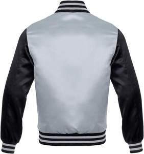 UNISEX CUSTOM Pink Varsity Bomber Jacket-Chaqueta deportiva de manga larga con cremallera rosa claro Varsity - Product Image 3