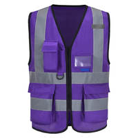 Gilet de sécurité réfléchissant avec logo personnalisé avec poches Gilet de sécurité de classe 2 de visibilité fluorescente violet/rouge/orange/jaune