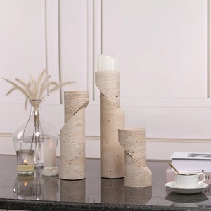 Porte-bougie en bois élégant, artisanal, décoration d'accent pour centre de table et décoration d'intérieur chaleureuse - Product Image 5