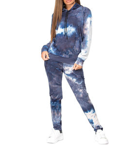 À la mode imprimé Sublimation survêtement cravate teinture respirant léger 100% coton haut tendance cravate teinture femmes survêtement - Product Image 2