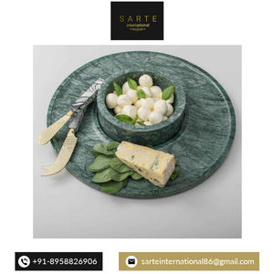 Plateau de service en marbre naturel de qualité supérieure Plateau de luxe fait à la main Design élégant pour la maison Hôtel Cuisine Fête en gros - Product Image 5