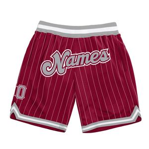 Industrie Direct Engro Sportswear Pantalones cortos de baloncesto Custom Maroon White Pinstripe Grey-White Pantalones cortos de baloncesto auténticos - Product Image 1