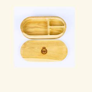 Handmade Elegant Wooden <b>Lunch</b> <b>Box</b> with Plate Dish Eco-Conscious Safe Meal Storage for Work <b>School</b> or Picnics - Product Image 1