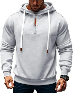 Sweat à capuche surdimensionné en coton 100% avec fermeture éclair, logo personnalisé, design OEM, broderie, taille personnalisée, écologique, en gros, demi-zip - Product Image 1