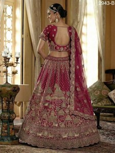 Ropa de Novia, Lehenga Choli de Seda con Bordado Múltiple, Compra en Línea en India a Precio de Mayoreo, Proveedor y Exportador Mundial - Product Image 2