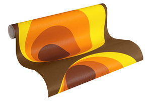 Sản xuất tại Đức-cuộn giấy dán tường Retro nâu cam vàng-Vinyl không dệt-trang trí nhà hình nền cổ điển-10,05x0,53 M - Product Image 2