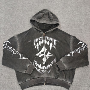 Sweat-shirt d'hiver personnalisé, écologique, vintage, délavé au soleil, ample, en coton lourd, court, broderie, délavé à l'acide - Product Image 1