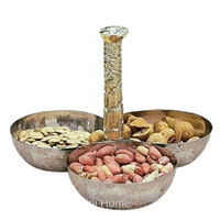 Decoratieve serveerschaal voor fruit en snacks, verzilverd aluminium, modern Japans design, set van 3