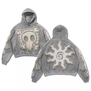 Hoodies courts vintage en molleton délavé avec broderie appliquée, design personnalisé, logo, hiver, 100% coton, les plus vendus - Product Image 6