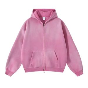 Sudadera con capucha con cremallera lavada con ácido desgastada de peso pesado personalizada de la mejor calidad - Product Image 5