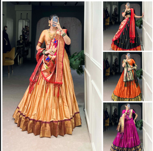 Nouveau élégant traditionnel Jacquard soie Paithani Lehenga Choli classique et contemporain Saree de mariée traditionnel pour les mariages - Product Image 6