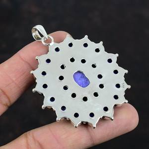 Colgante de piedras preciosas de ostra espinosa turquesa Multi-Stone Cluster 925 Sterling Silver Kingman Spiny Oyster Pendant - Product Image 4