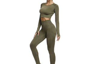 Conjunto Deportivo de 2 Piezas para Mujer, Talla Grande, de Alta Calidad, Personalizable, Ropa de Yoga Sólida, Tejido Ecológico que Absorbe la Humedad - Product Image 4