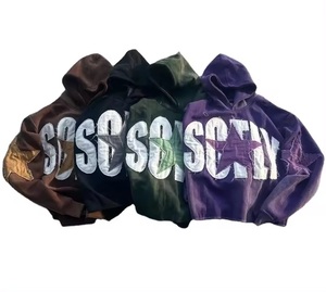 Parches bordados personalizados Logo de alta calidad pulóver sudaderas Drop Shoulder Fleece French Terry sudaderas con capucha de gran tamaño - Product Image 3