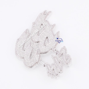 Pendentif en or blanc 14 carats de haute qualité, serti de diamants de laboratoire, style hip-hop, bijoux élégants pour homme ou femme - Product Image 4