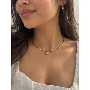Collar de Perlas Geométricas de Acero Inoxidable y Cobre con Circonita - Product Image 2