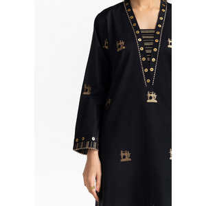 Conjunto de Traje de 3 Piezas para Mujer, Negro, con Estampado Jacquard y Laca - Product Image 4