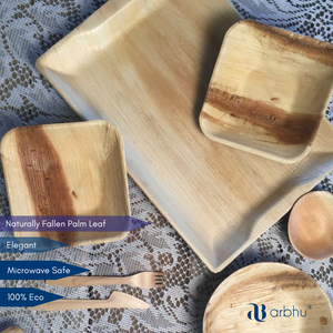 Plateau en feuilles de palmier d'areca durable, jetable, écologique, vaisselle pour la restauration gastronomique et les mariages à grande échelle - Product Image 2