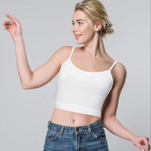 Camisola de Mujer de Punto Acanalado con Encaje, Suave, Elástica, Lisa, Corta, sin Mangas, Informal, para Uso Diario, Ligera y Transpirable - Product Image 1