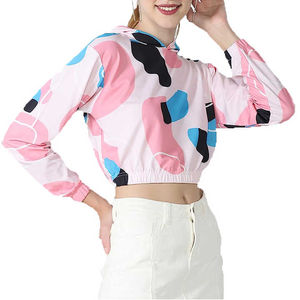 Sudadera con capucha en blanco recortada antiarrugas al por mayor, sudaderas con capucha transpirables de alta calidad con estampado personalizado para mujer, sudaderas con capucha de moda - Product Image 1