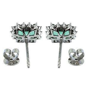 Boucles d'oreilles clous en or blanc de haute qualité, design classique romantique OEM, forme émeraude octogonale, diamant véritable, cadeau pour fête ou mariage - Product Image 3