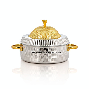 Gold Finished Stainless Steel Hotpot Excellent Quality Handmade Casserole Best Quality Luxury New Metal <b>Food</b> <b>Warmer</b> - Product Image 5