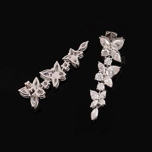 Hermosos Pendientes Largos con Diamantes Cultivados en Laboratorio, Corte Marquesa, Pera y Redondo, Diseño de Mariposa, Joyería Personalizada - Product Image 6