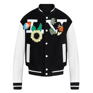 Plus Size Wholesale Custom Made Custom Logo Hooded Vintage Winter Varsity Stand Front <b>Canvas</b> Woolen Leather Sleeves Unisex - Product Image 6