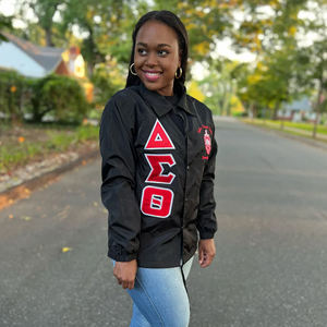Letterman grec personnalisé fraternité et sororité veste toile imperméable écologique avant Logo couleurs et tailles personnalisables - Product Image 5