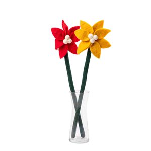 ดอกไม้ขนสัตว์ทำด้วยมืองานตามสั่งในแจกันแก้วใสเป็นมิตรกับสิ่งแวดล้อมสำหรับตกแต่งบ้านสำนักงานหรือใช้เป็นของขวัญ - Product Image 4