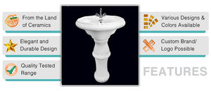 Lavabo de mano de cerámica blanca recién llegado, fregadero de artículos sanitarios de la más alta calidad con pedestal para baño de proveedor indio - Product Image 3