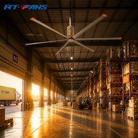 Ventilateur de plafond HVLS RTFANS 18-24 pieds, grandes dimensions, pales en alliage d'aluminium, ventilation industrielle pour ferme laitière et salle de sport